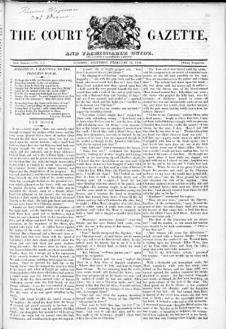 cover page of Court Gazette and Fashionable Guide published on February 13, 1841