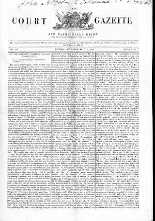 cover page of New Court Gazette published on July 6, 1844