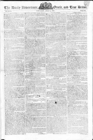 cover page of Oracle and the Daily Advertiser published on July 6, 1805
