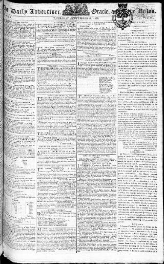 cover page of Oracle and the Daily Advertiser published on September 18, 1806