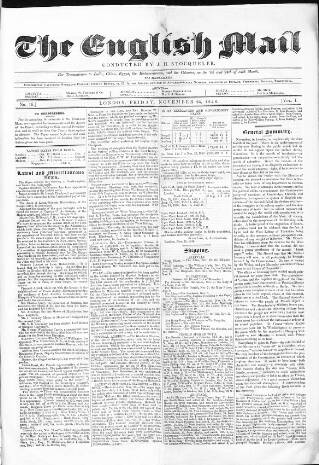 cover page of Monthly Times published on November 24, 1848