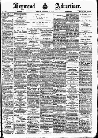 cover page of Heywood Advertiser published on November 15, 1895