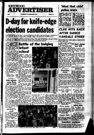 cover page of Heywood Advertiser published on February 28, 1974