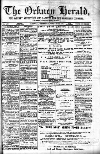 cover page of Orkney Herald published on February 28, 1900