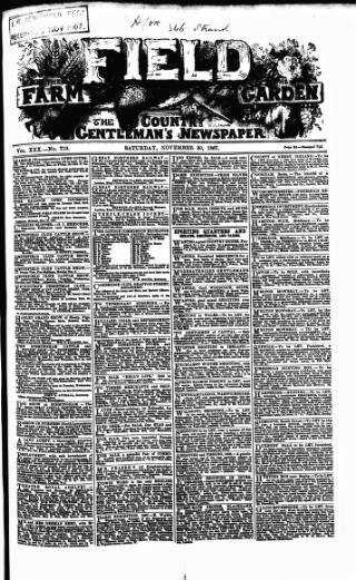 cover page of Field published on November 30, 1867