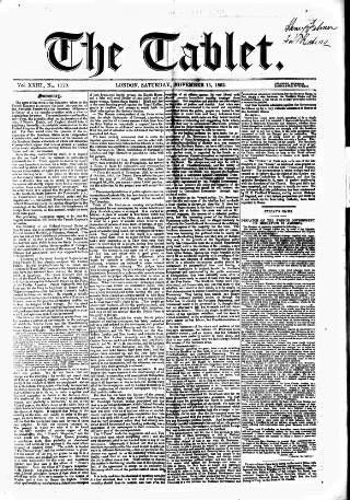 cover page of Tablet published on November 15, 1862