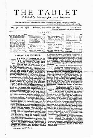 cover page of Tablet published on December 30, 1876