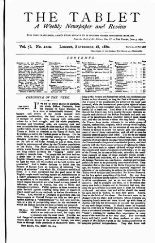 cover page of Tablet published on September 18, 1880