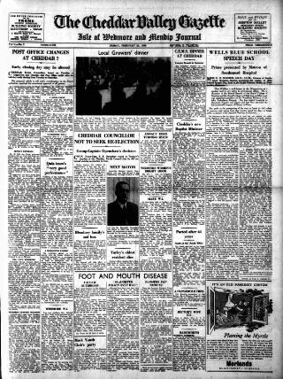 cover page of Cheddar Valley Gazette published on February 28, 1958