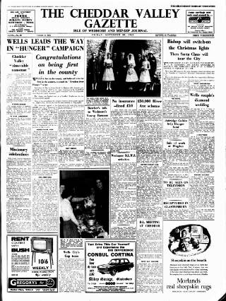 cover page of Cheddar Valley Gazette published on November 30, 1962