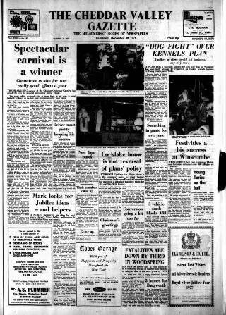 cover page of Cheddar Valley Gazette published on December 30, 1976