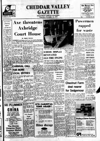 cover page of Cheddar Valley Gazette published on November 15, 1979