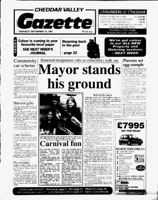cover page of Cheddar Valley Gazette published on September 18, 1997