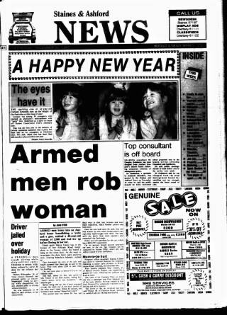 cover page of Staines & Ashford News published on December 30, 1987