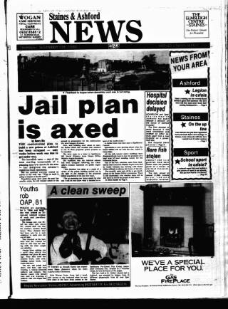 cover page of Staines & Ashford News published on November 15, 1990