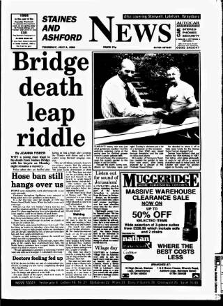cover page of Staines & Ashford News published on July 6, 1995