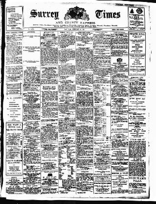 cover page of West Surrey Times published on February 28, 1914