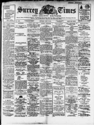 cover page of West Surrey Times published on May 29, 1915