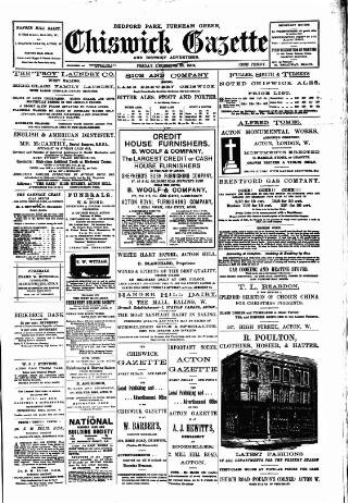 cover page of Acton Gazette published on December 30, 1904