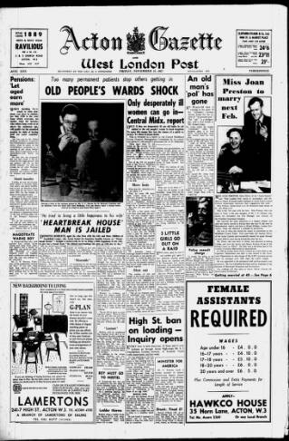 cover page of Acton Gazette published on November 15, 1957