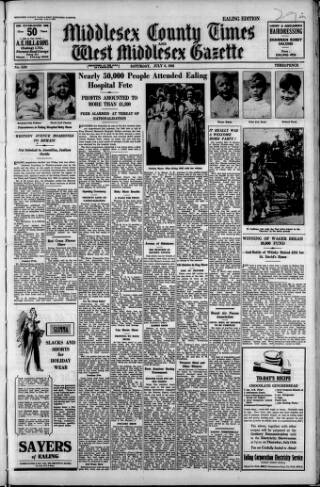 cover page of Middlesex County Times published on July 6, 1946