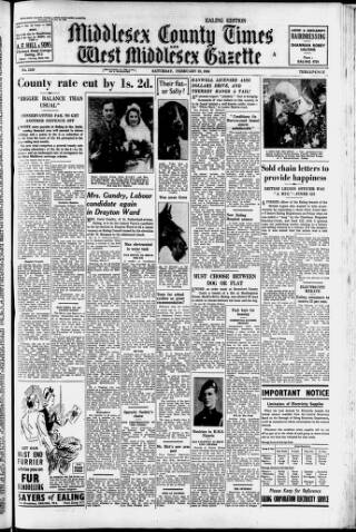 cover page of Middlesex County Times published on February 28, 1948