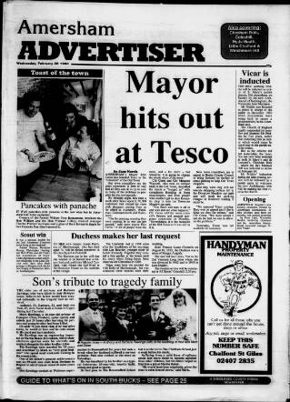 cover page of Amersham Advertiser published on February 28, 1990