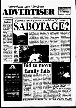 cover page of Amersham Advertiser published on July 6, 1994