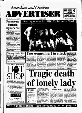 cover page of Amersham Advertiser published on November 30, 1994