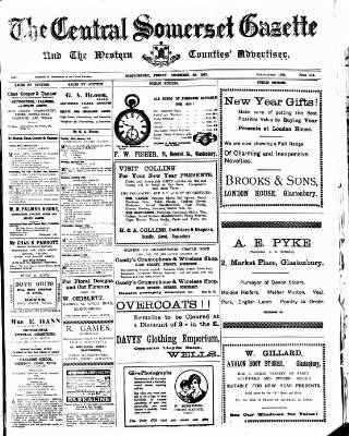 cover page of Central Somerset Gazette published on December 30, 1927