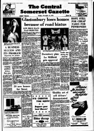 cover page of Central Somerset Gazette published on November 15, 1974