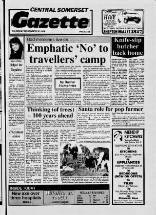 cover page of Central Somerset Gazette published on November 30, 1989