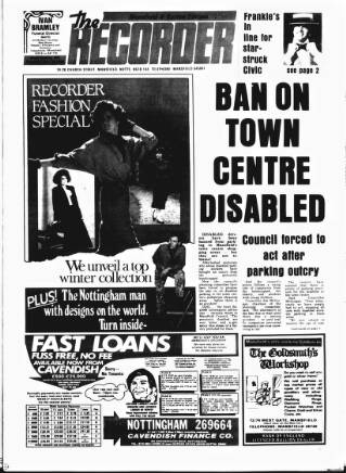 cover page of Mansfield & Sutton Recorder published on November 15, 1984