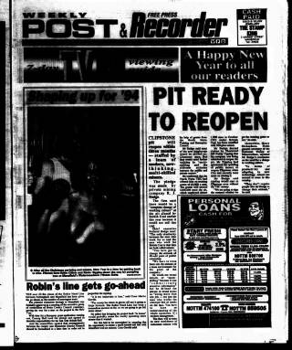 cover page of Mansfield & Sutton Recorder published on December 30, 1993