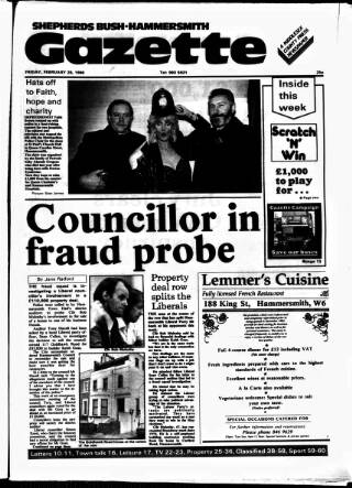 cover page of Hammersmith & Shepherds Bush Gazette published on February 28, 1986