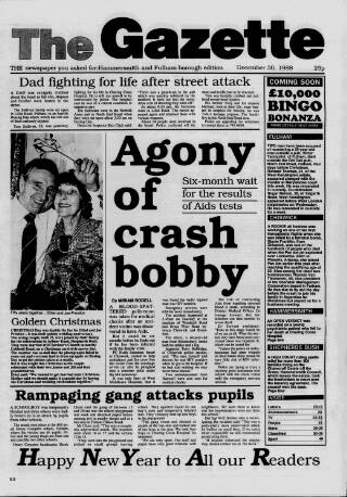 cover page of Hammersmith & Shepherds Bush Gazette published on December 30, 1988