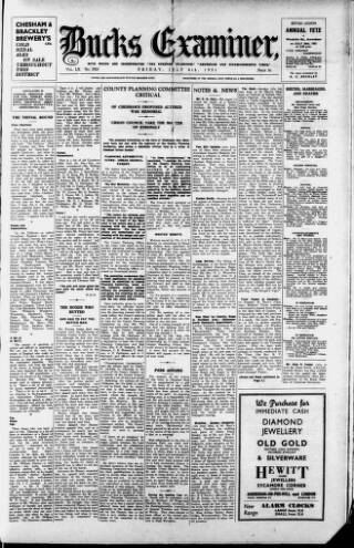 cover page of Buckinghamshire Examiner published on July 6, 1951