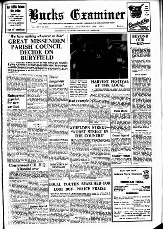 cover page of Buckinghamshire Examiner published on September 18, 1964