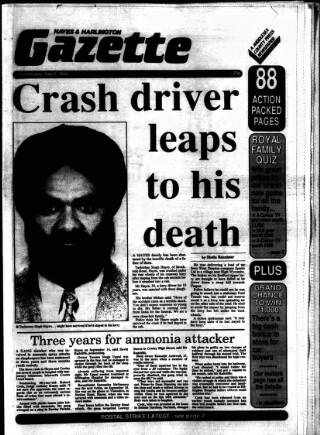 cover page of Hayes & Harlington Gazette published on July 6, 1988