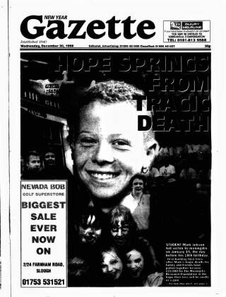 cover page of Hayes & Harlington Gazette published on December 30, 1998