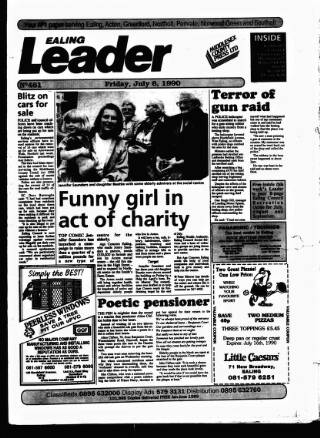 cover page of Ealing Leader published on July 6, 1990