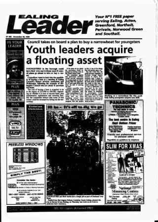 cover page of Ealing Leader published on November 30, 1990