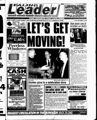 cover page of Ealing Leader published on September 18, 1998