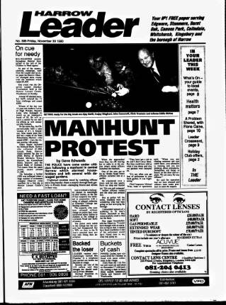 cover page of Harrow Leader published on November 30, 1990