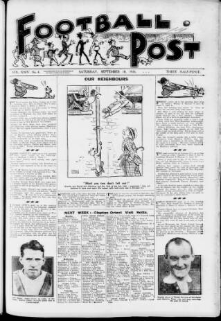 cover page of Football Post (Nottingham) published on September 18, 1926