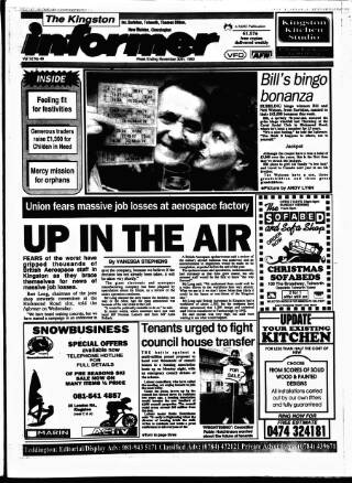 cover page of Kingston Informer published on November 30, 1990