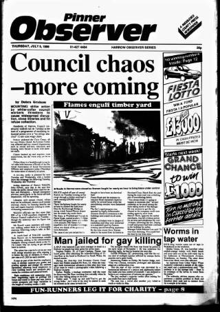cover page of Pinner Observer published on July 6, 1989