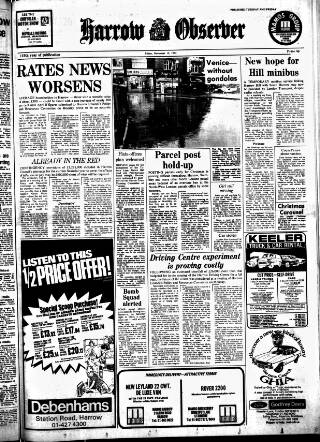 cover page of Harrow Observer published on November 15, 1974