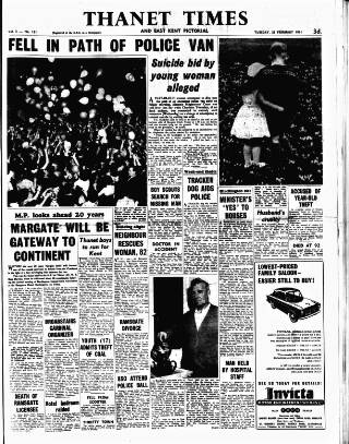 cover page of Thanet Times published on February 28, 1961