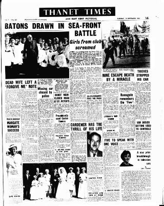 cover page of Thanet Times published on September 18, 1962